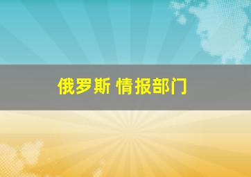 俄罗斯 情报部门